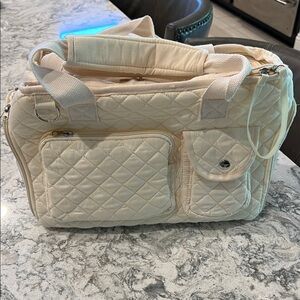 Quilted Cream Pet Carrier Tote Bag